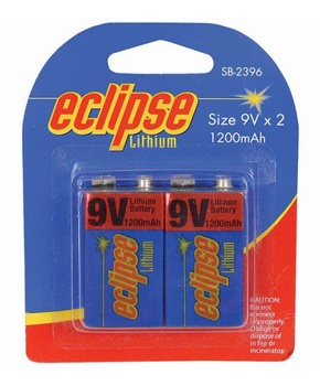 Eclipse Lithium 9V 1200mAh Batteries 2Pk