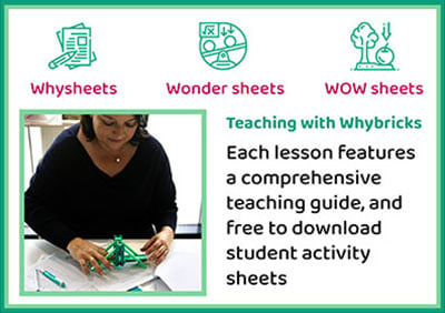 Teaching with Whybricks. Each lesson features a comprehensive teaching guide, and free to download student activity sheets.